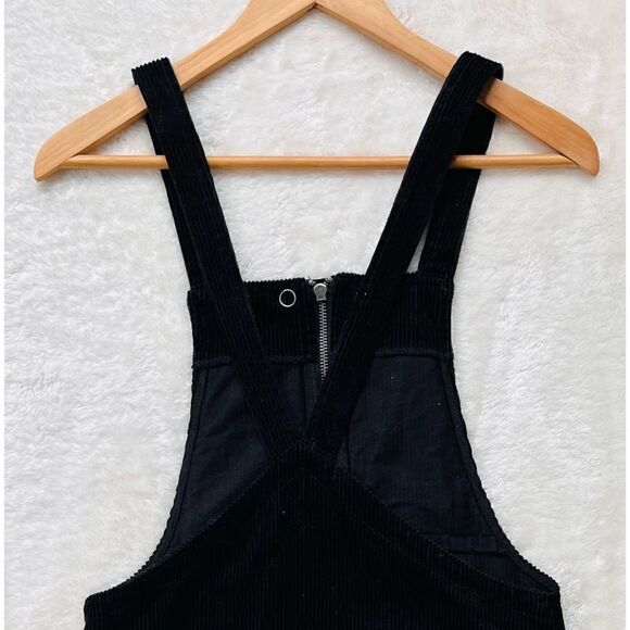 Forever 21 Black Corduroy Zip Up Overall Jumper Dress, Size Small - Picture 14 of 16